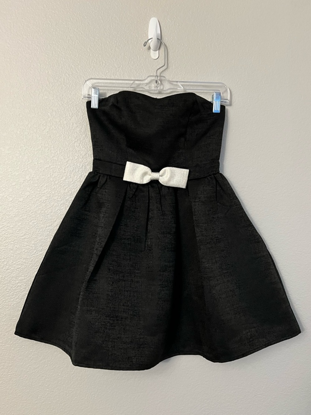 Altar'd State Black Strapless Cocktail Dress with Ivory Bow Detail | Size XS